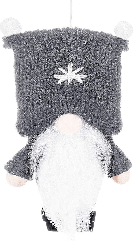 SPRINGOS Weihnachtszwerg Figur, skandinavischer Zwerg, 8 cm, Weihnachtsdekoration zum Aufhängen, große Mütze (Grau)