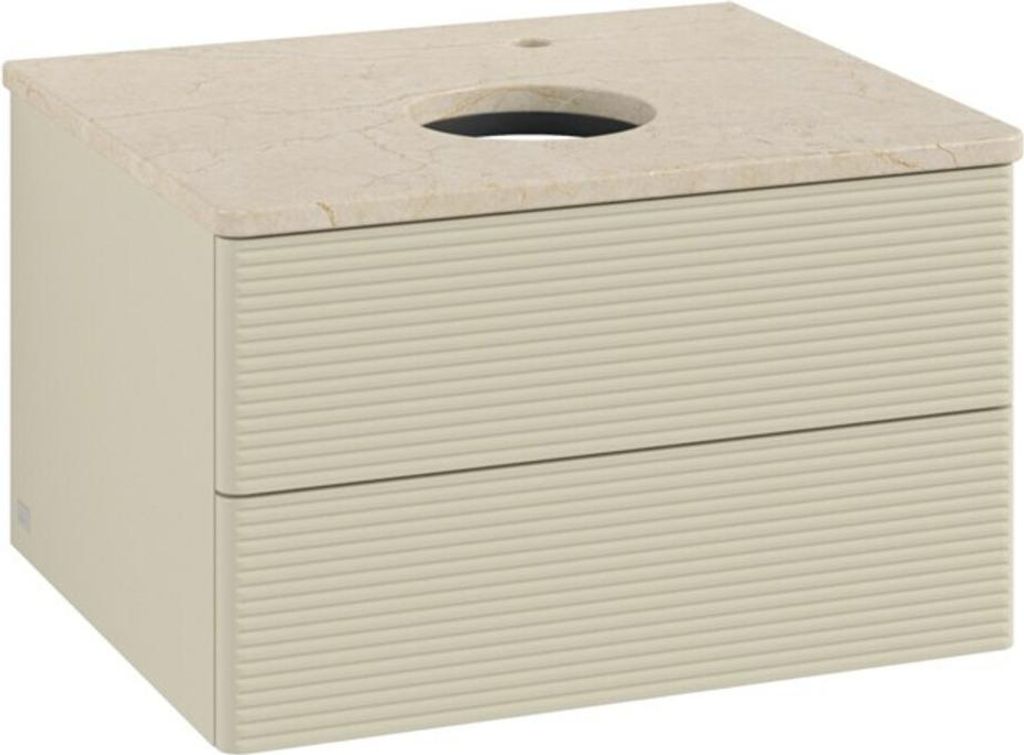 V&B Waschtischunterschrank mit Frontstruktur -Beleuchtung Antao 60x36x50cm, HL, WBP botti., si Gr m Lac