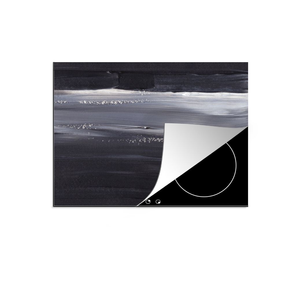 KitchenYeah Herdabdeckplatte Farbe - Abstrakt - Schwarz , 57x51cm, Küche Deko, Glaskeramikkochfeld Herdabdeckung, Abdeckplatte fùr Kochfeld
