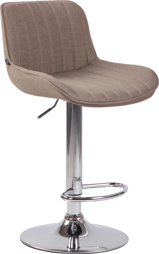 Barhocker BEKIM - Stoff Taupe 50x50x86 cm Silber | Barstuhl Mit Lehne Drehbar Tresenhocker Tresenstuhl Kneipenhocker Kneipenstuhl