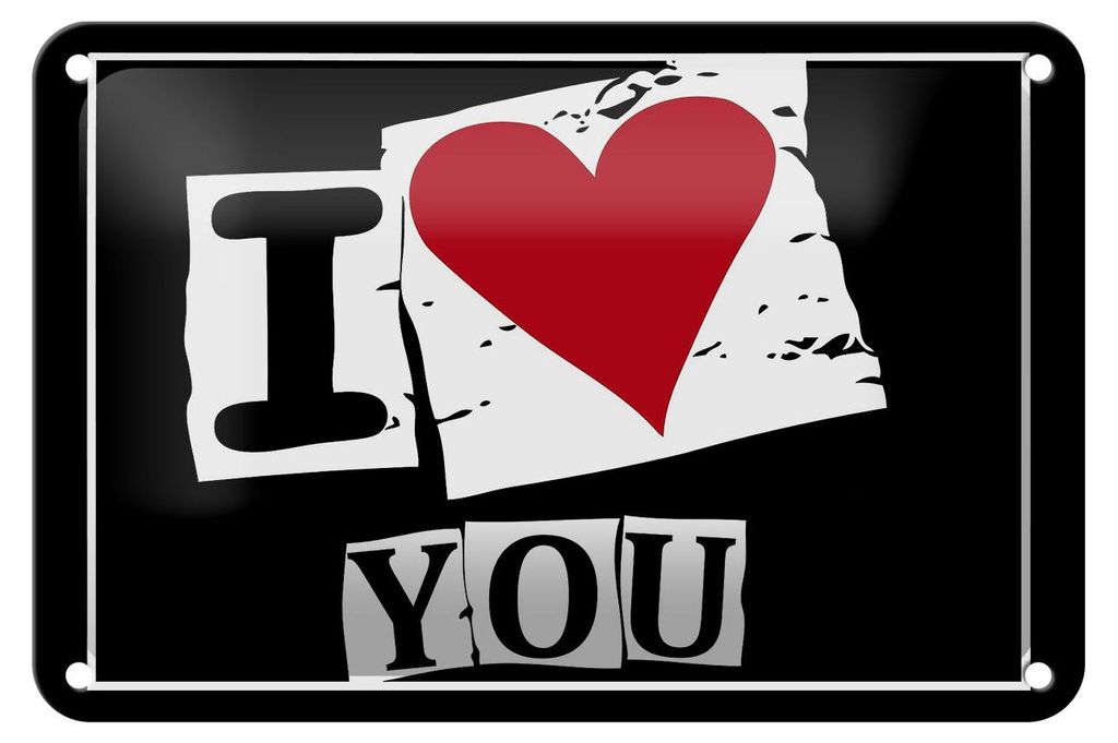 Blechschild Spruch 18x12cm I Love You (Herz) Produktbild 
