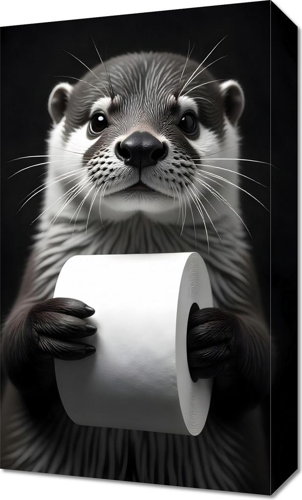 Bild 30x50cm Vintage Künstlerisch | Otter | Tierportrait Pop Art