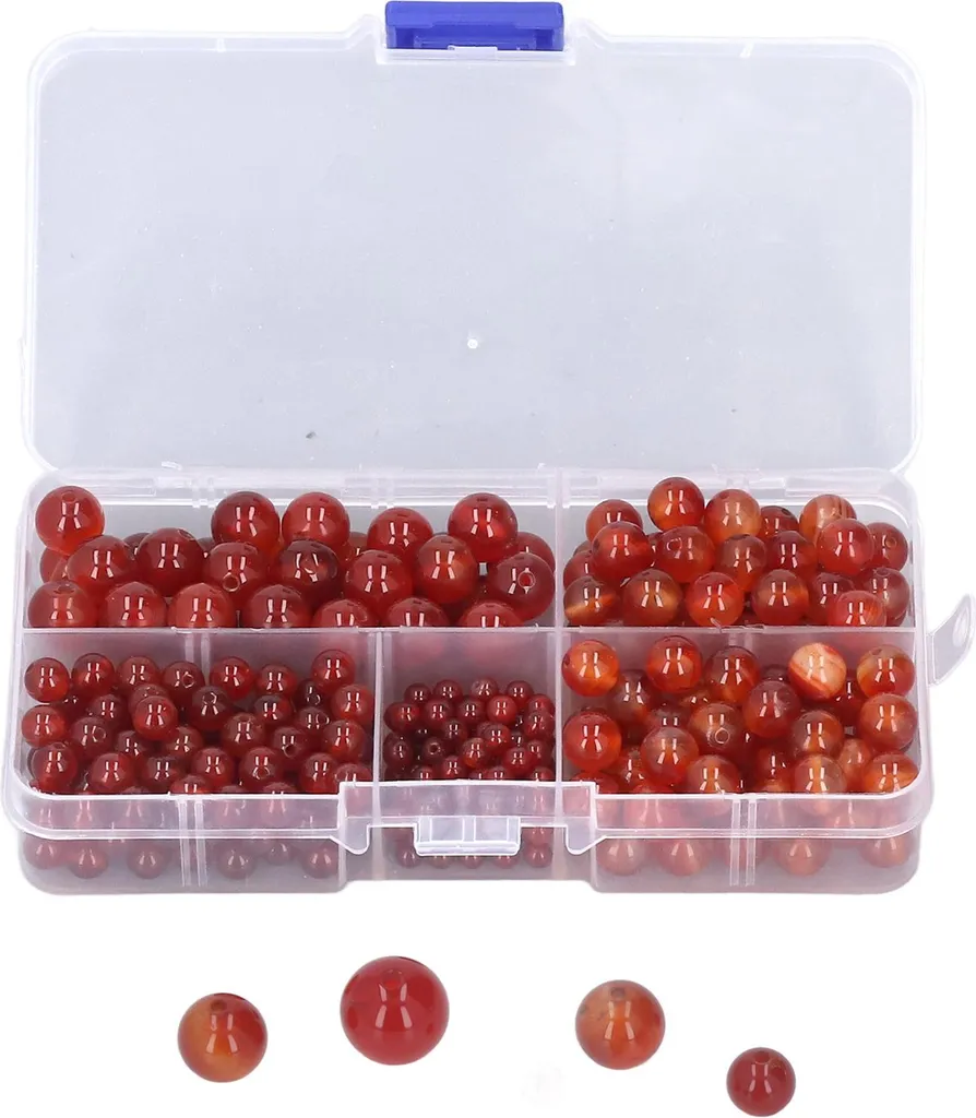 340 Perles en Agate Rouge Naturelle 4-10mm pour Création Bijoux DIY
