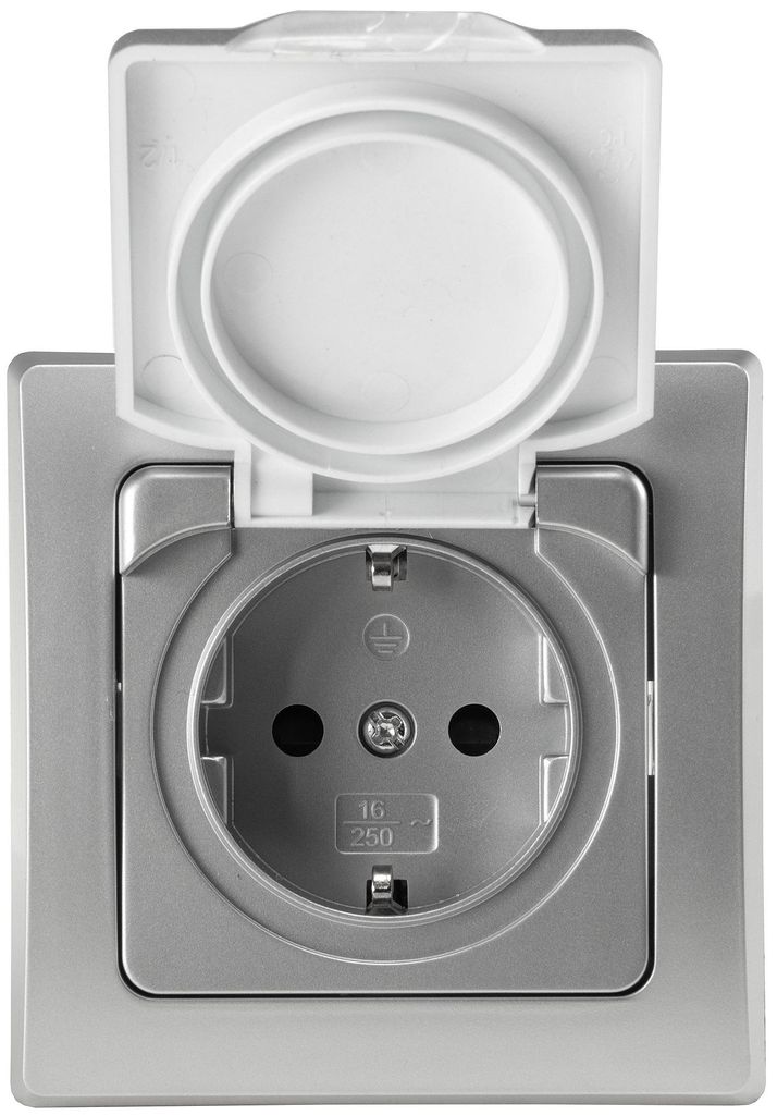 DELPHI Schutzkontakt-Steckdose IP44 250V/ 16A inkl. Rahmen Produktbild 