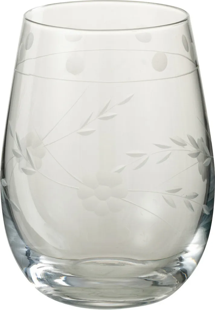 Gobelet en Verre Gravé J-Line - Set de 4 Verres à Eau Transparents