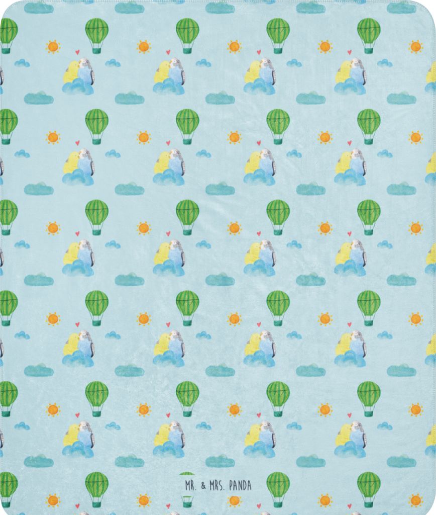 Mr. & Mrs. Panda Sofadecke Wellensittich Liebe 130 x 155 cm - Blau - Geschenk, Tagesdecke, Vertrauen, Kuscheldecke, Schmusedecke, Decke, Umarmung, ...