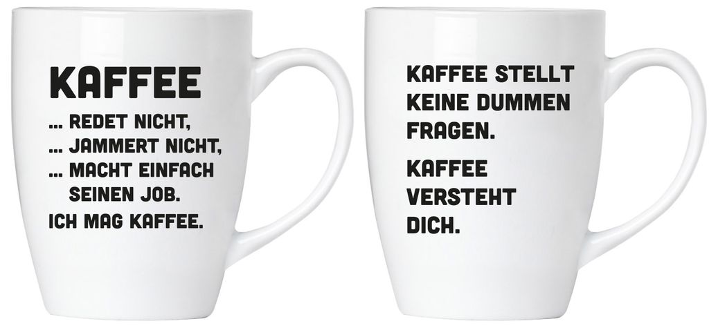 BRUBAKER "Kaffee jammert nicht!" Tassen Set aus Keramik - Grußkarte und Geschenkpackung