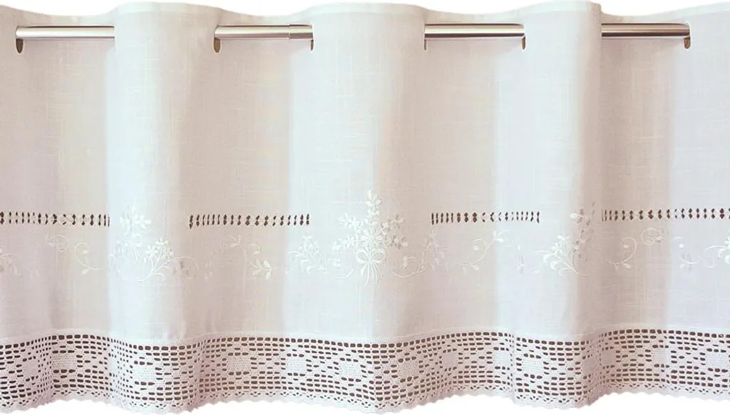 Solution vis-à-vis : Rideau dentelle blanc 45x150 cm style campagne