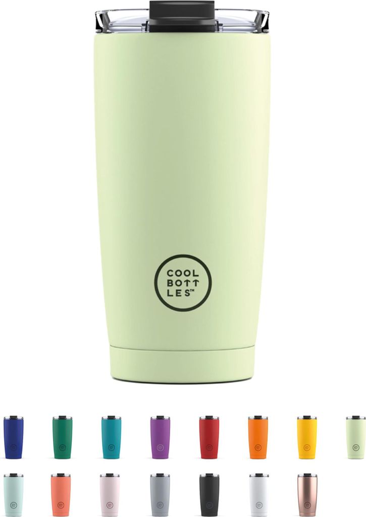 Cool Bottles - Tumbler - Thermobecher aus Edelstahl - 550 ml - Pastel Green - Thermoskanne für Kaffee - Luftdichter Deckel - Kalte Getränke 10 St...