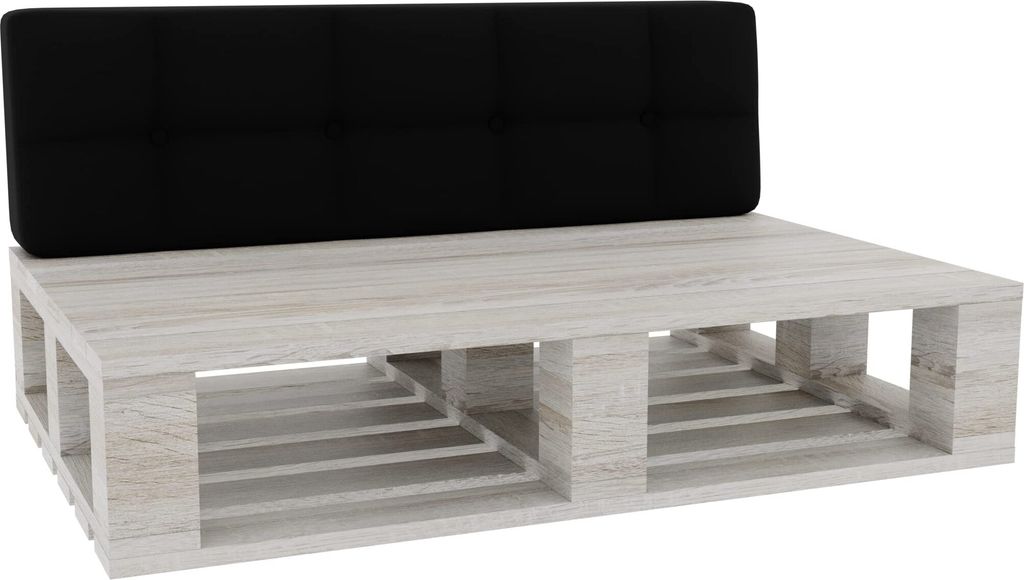 Palettenkissen, Palettenauflagen Sitzkissen Rückenlehne Gesteppt PFG (Rückenlehne 120x50, Schwarz)