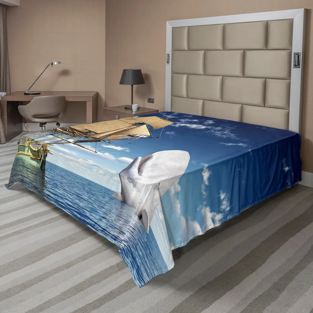 Drap de lit doux imprimé Baleine et Bateau Pirate en textile confortable