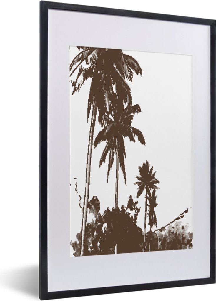 MuchoWow MuchoWow Gerahmtes Poster Palme - Himmel - Berg 40x60 cm - Poster mit zchwarzem Bilderrahmen - Poster in Rahmen