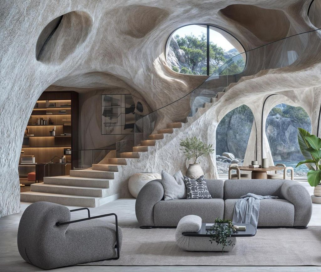 Elegantes Wohnzimmer Set aus Holz und Textil in Grau