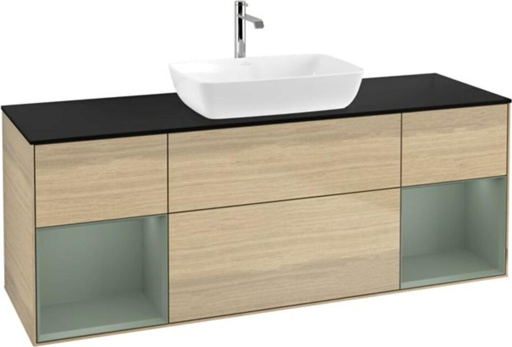 V&B Waschtischunterschrank Wandbeleuchtung Finion 160cm, Pl bla m, Reg Oli. m Lac, Oa ven