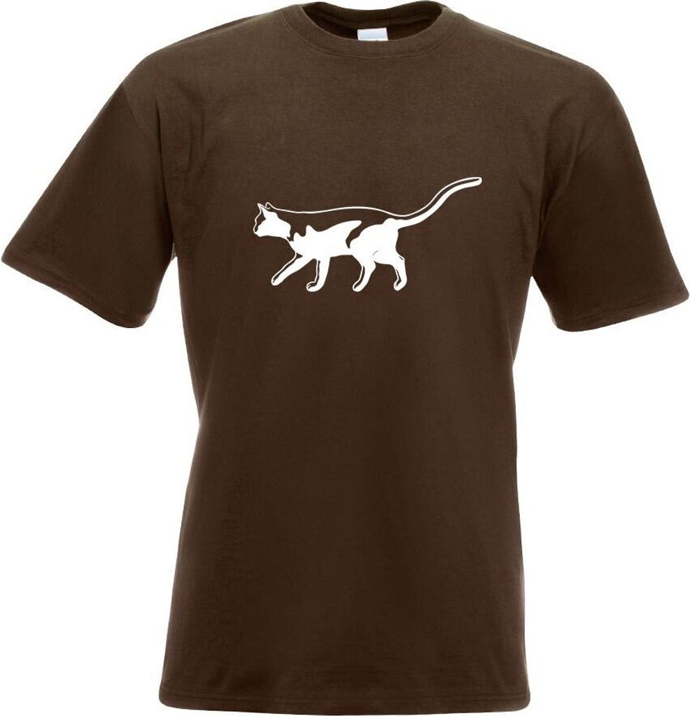 Kiwistar - T-Shirt - Chocolate - Katze laufend Cat Motiv Bedruckt Funshirt Design Print - mit Motiv Bedruckt - Funshirt Design - Sport - Freizeit -...