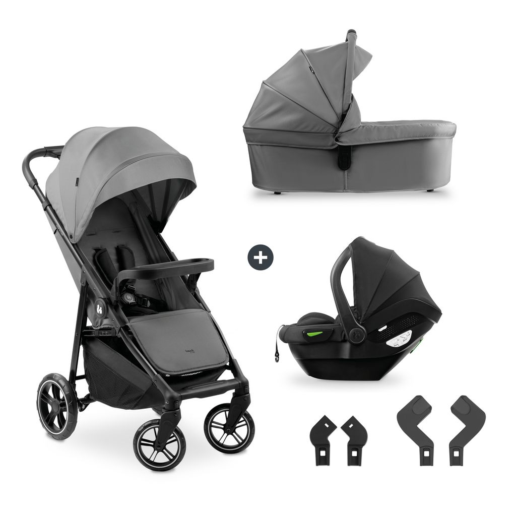hauck 3in1 Kinderwagen Set Shop N Care Trio Set inkl. Buggy, Babywanne, Babyschale ab Geburt bis 22 kg, Klein Zusammenklappbar, Liegefunktion, Getr...