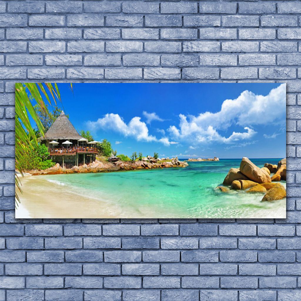 Acrylglas-Bild Wandbilder Druck 125x50 Deko Landschaften Seychellen Strand