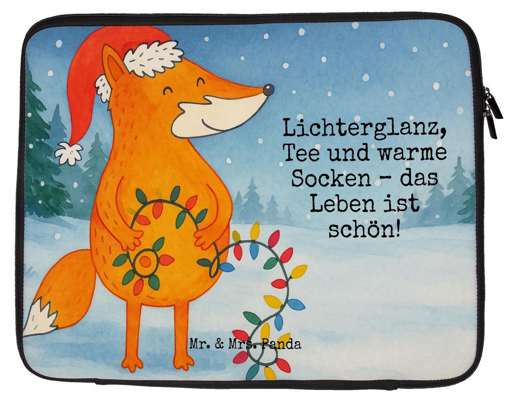 Mr. & Mrs. Panda Notebooktasche Fuchs Weihnachten Design 33 x 42 cm - Weiß - Geschenk, Laptoptasche, Weihnachtsmann, Winter, Heiligabend, Laptop T...