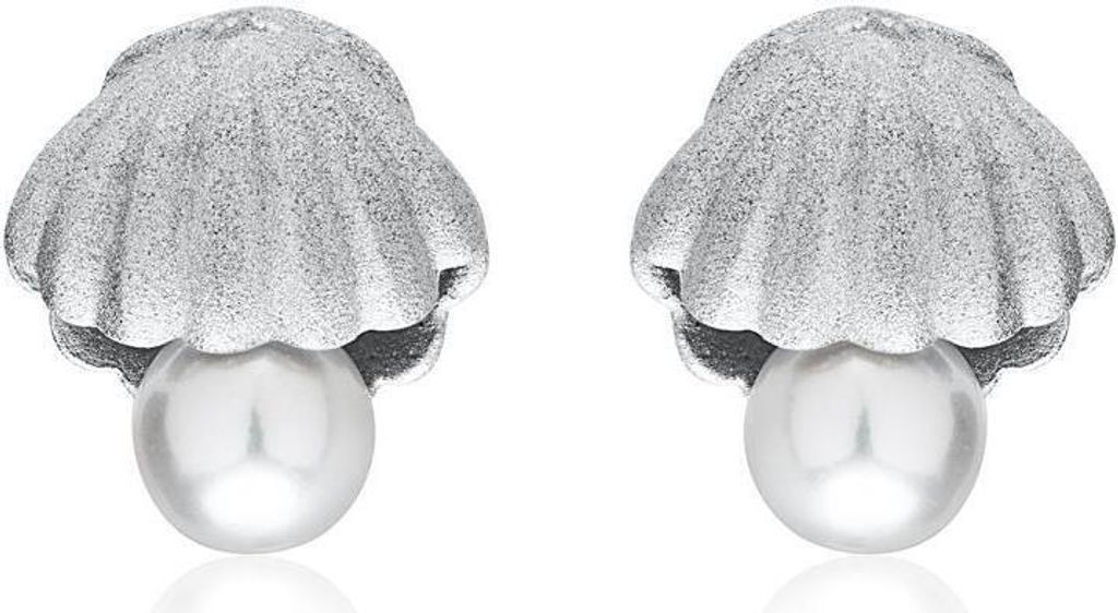 Ohrringe aus 925er Silber mit Süßwasserperlen im Muschel-Design