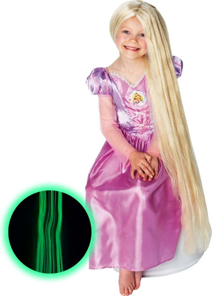 Lange Rapunzel™ pruik voor kinderen, 80 cm, blond Productafbeelding 