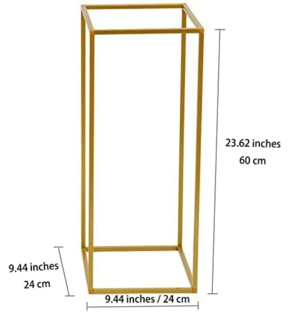 Porte-fleurs or design cube géométrique 61 cm robuste et élégant - 3
