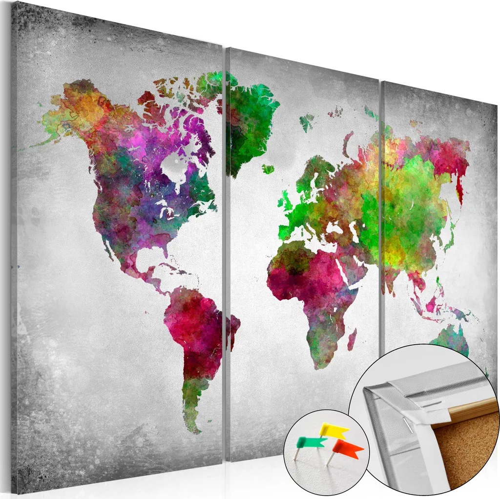 Bacheca Sughero Grande 120x80 Mappa Mondo k-C-0047-p-h - Offerta