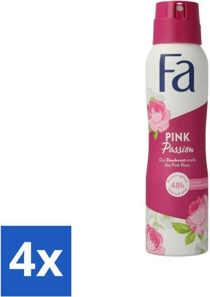 FA - Pink Passion - Deodorantspray - Rosa Rose - 150 ml - Vorteilspack - 4 Stücke