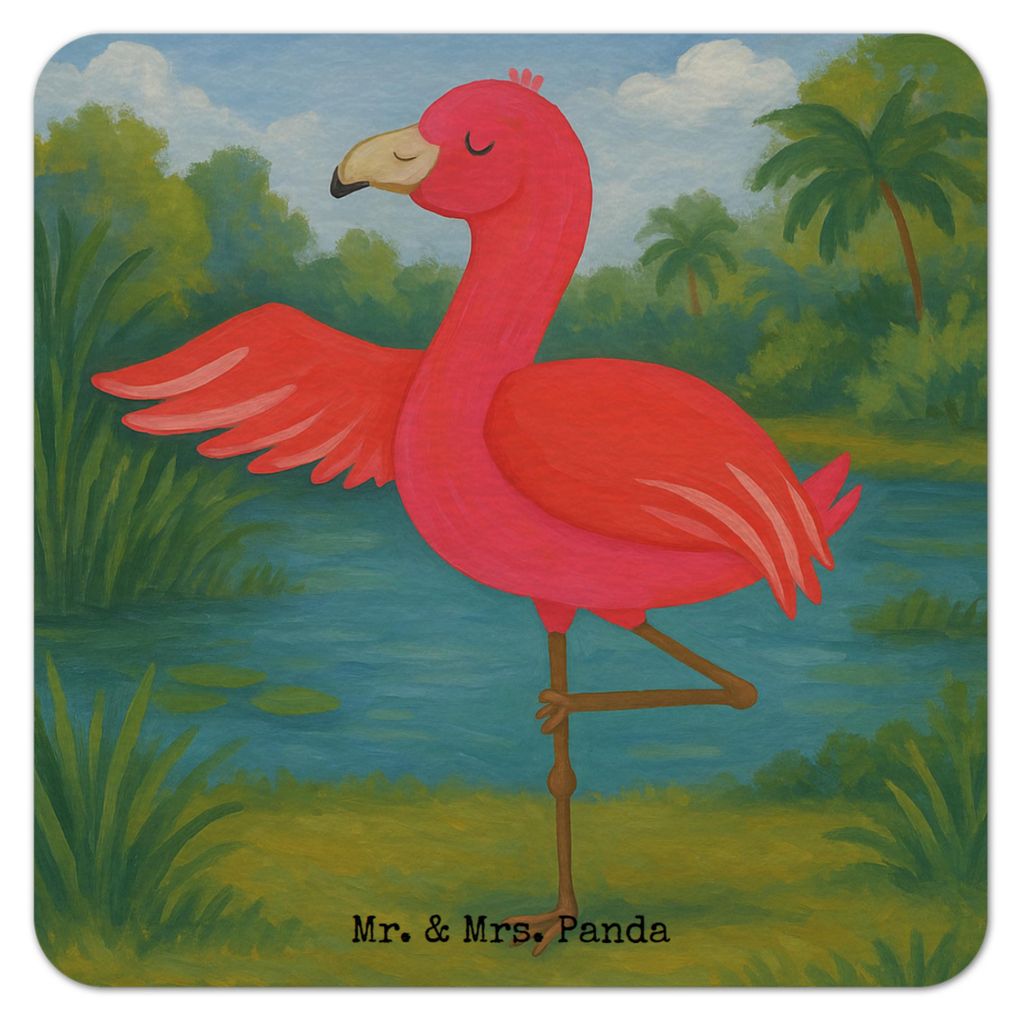 Mr. & Mrs. Panda Bierdeckel Flamingo Yoga Design 50er Set - Weiß - Geschenk, Yogi, Tischuntersetzer, bieruntersetzer, Namaste, Tassenuntersetzer, ...