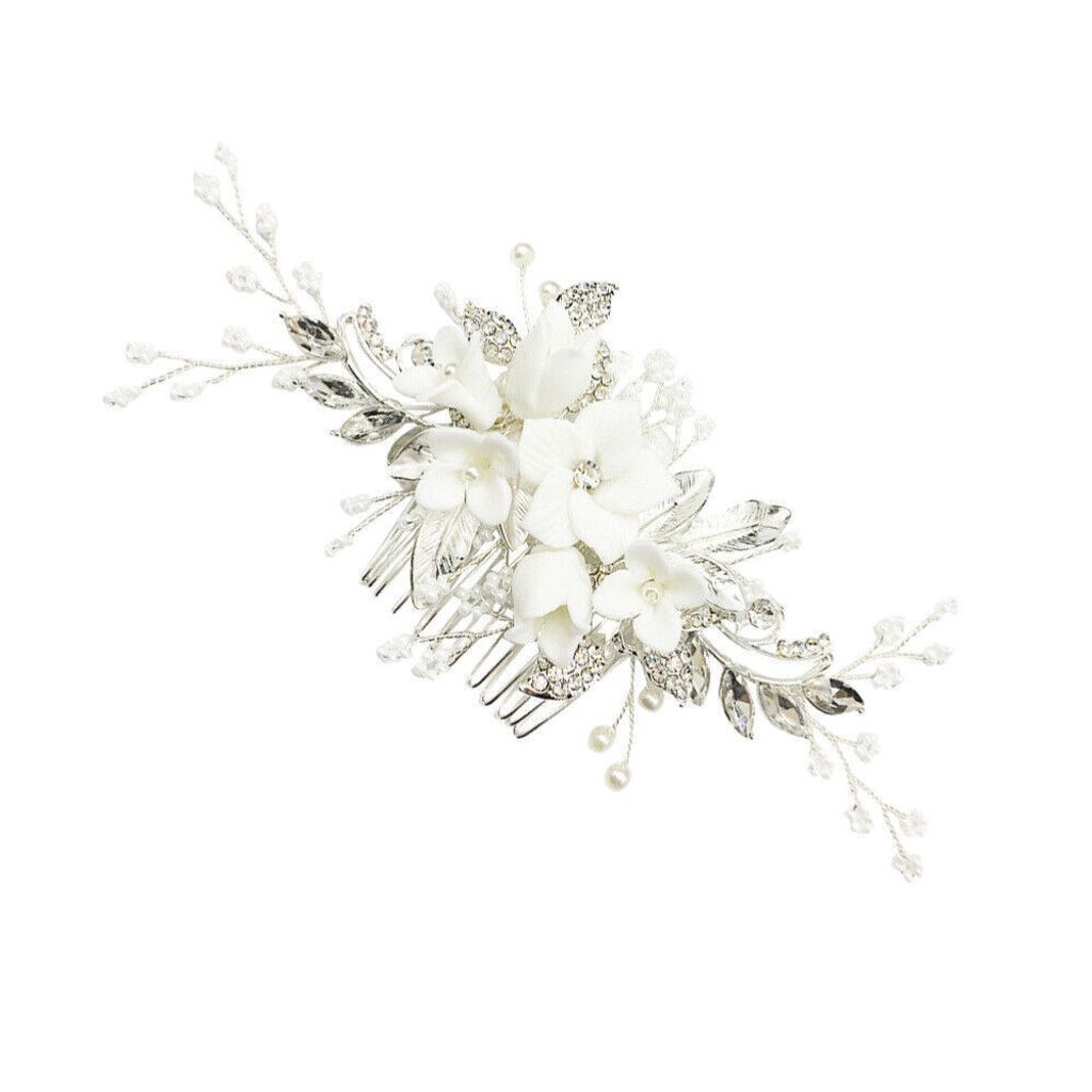 JONKY Blumen-Haarrebe Silber – Brautschmuck Mit Kristall Für Hochzeit & Festliche Anlässe