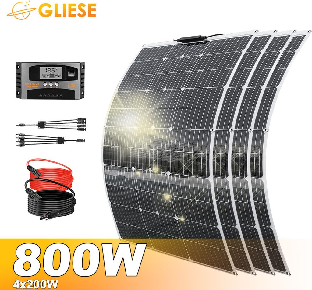 800W Flexibel Solarmodul Solarpanel Set Monokristallin Wohnmobil Balkonkraftwerk RV 0% MwSt.*