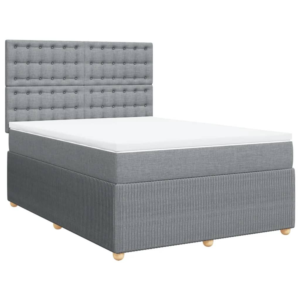 Best Möbel Boxspringbett mit Matratze - modernes Design - Hellgrau 140x200 cm Stoff - Doppelbett A3292093