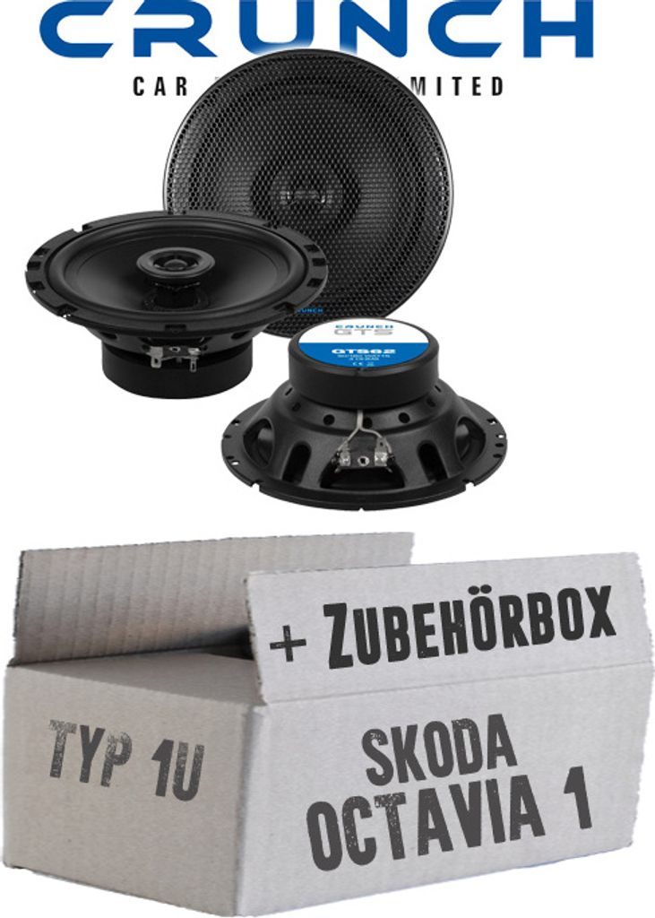 Lautsprecher Boxen Crunch GTS62 - 16,5cm 2-Wege Koax GTS 62 Auto Einbauzubehör - Einbauset passend für Skoda Octavia 1 1U Front - justSOUND