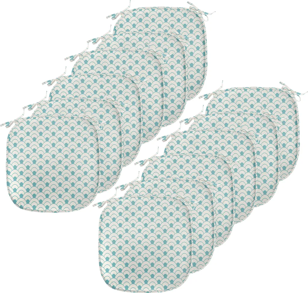 Set 12 Galettes de Chaise pour Salle à Manger Motif Marin Bleu et Blanc