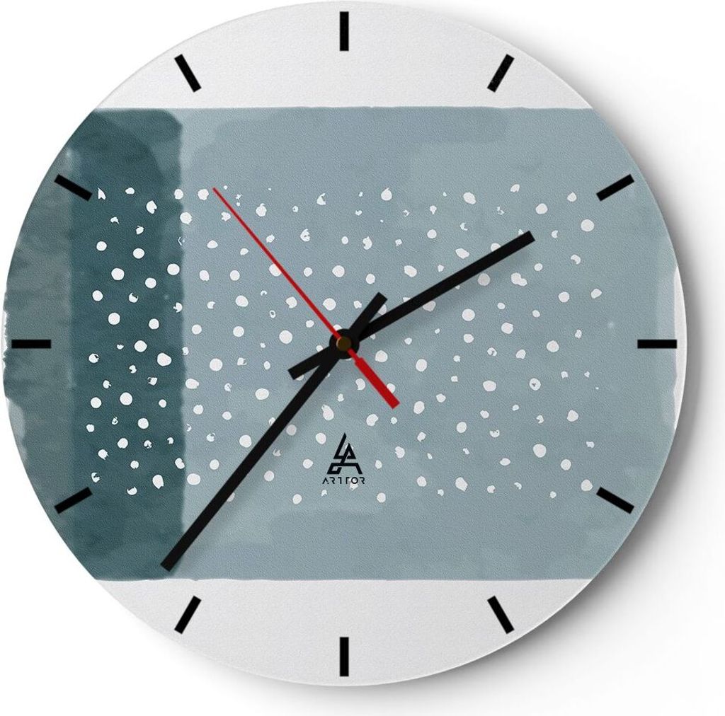 Wanduhr - Rund - Glasuhr - Aquarell Modern Blau - 40x40cm - Schleichendes Uhrwerk - Lautlos - zum Aufhängen bereit - Dekoration Modern - Wanddekor...