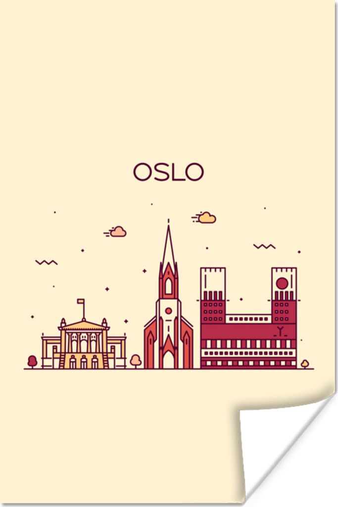 MuchoWow Poster Norwegen - Oslo - Skyline 60x90 cm - Wanddekoration