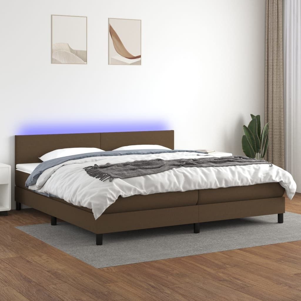 CLORIS Boxspringbett mit Matratze & LED Dunkelbraun 200x200 cm Stoff 2024