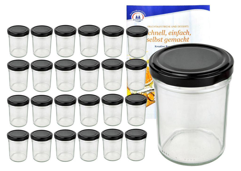 lot de 25 pots 230 ml HOCH To 66 avec couvercle noir et Image du produit 