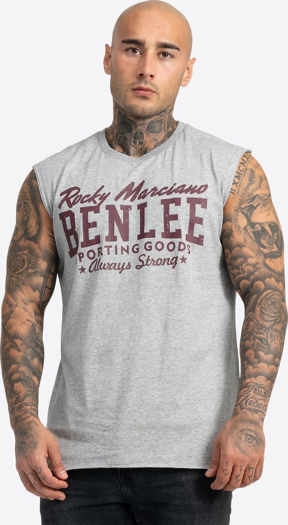 Herren ärmelloses T-Shirt schmale Passform LASTARZA Marl Grey 4XL BENLEE