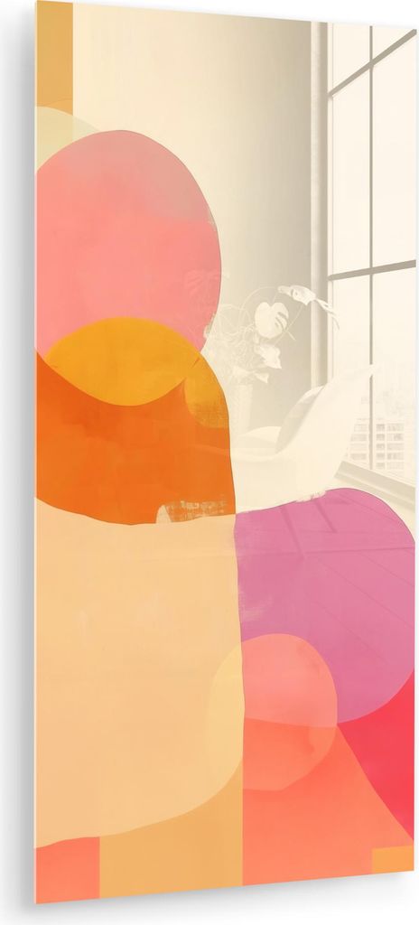 MuchoWow Glasbilder - Bilder auf Wandbild - Foto auf Glas Formen - Abstrakt - Farbenfroh 60x120 cm Wanddekoration aus Glas - Acrylglasbild - Acrylb...