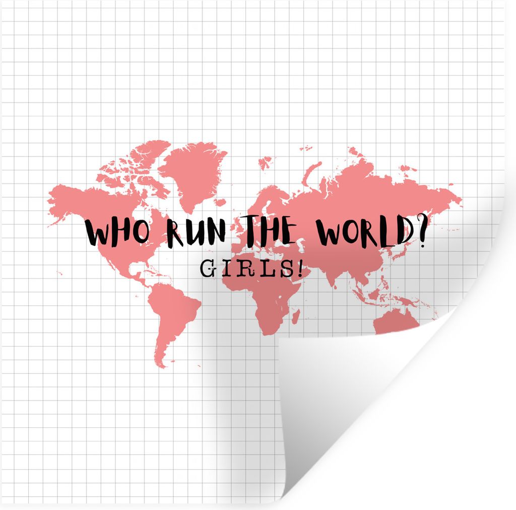 MuchoWow Wandtattoo Wandsticker Wandaufkleber Weltkarte - Mädchen - Beyoncé 100x100 cm Selbstklebend und Repositionierbar - Wierderverwendbar -...