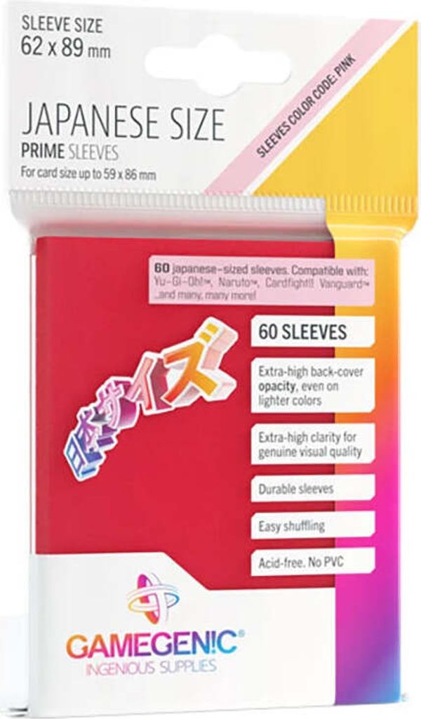 Gamegenic - PRIME Japanese Sized Sleeves Red (60 Sleeves)