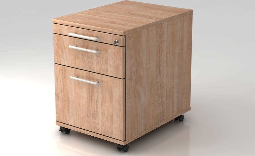 Hammerbacher Büro Rollcontainer mit Hängeregister Modell AC20 N= Nussbaum-RE = Relinggriff Kunststoff