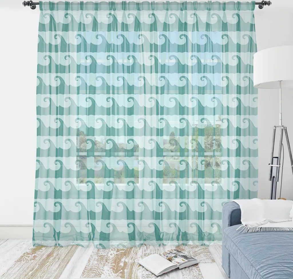 Arazzo Parete Bambini ABAKUHAUS - Onde Mare Cartoon Verde Acqua