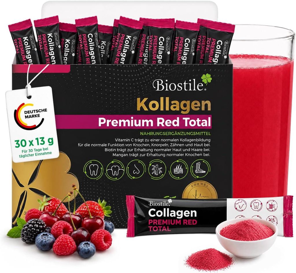 Biostile Collagen Premium Red Total – 30 Beutel mit 8600 mg Produktbild 