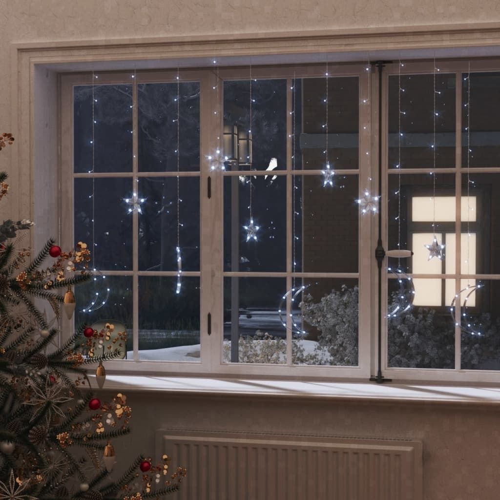 (Robust Möbel)Lichterketten Stern und Mond Fernbedienung 138 LEDs - Kaltweiß Promotion316505 - Christbaumschmuck