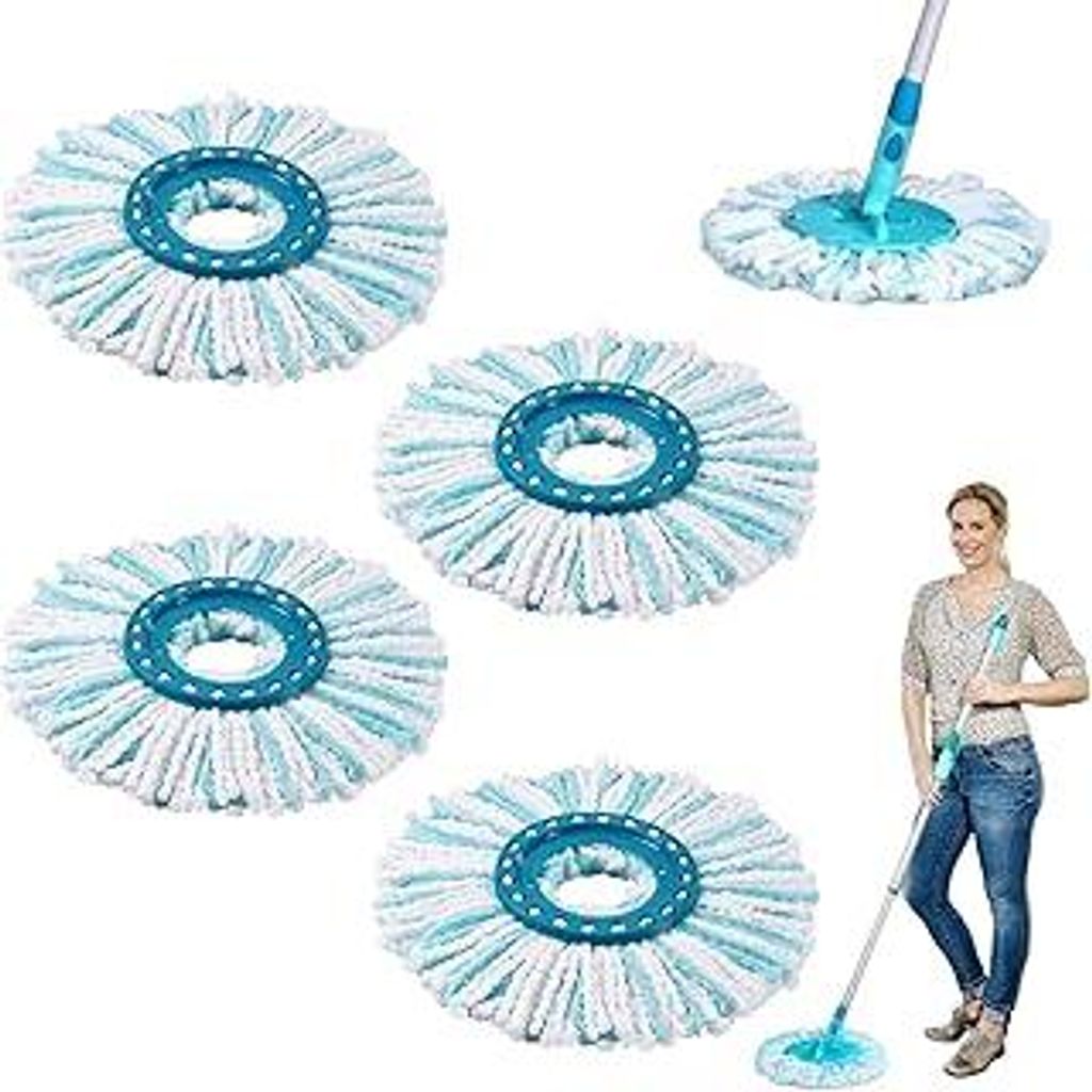 4 Stück Ersatzkopf Kompatibel mit Leifheit Clean Twist Disc Mop, Moppkopf Ersatz Mikrofaser, Wischmopp Rund Bodenwischer Ersatzteile Sehr Saugfäh...