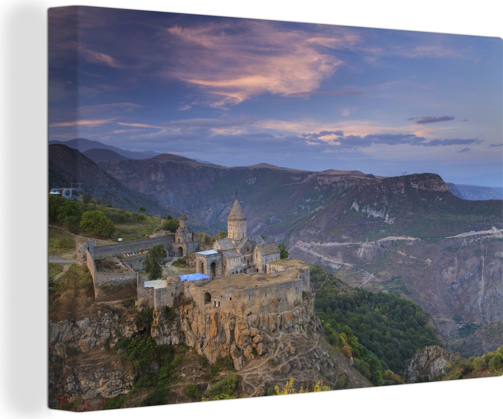 OneMillionCanvasses - Leinwandbilder - 140x90 cm, Sonnenaufgang in einem Kloster in Armenien, Wandbilder Kunstdruck Wanddekoration - Foto auf Lei...