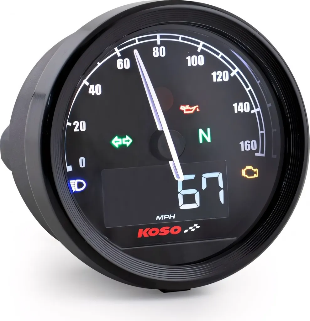 Tachymètre Koso D60 TNT-05 160kmh ABE noir pour Harley Davidson