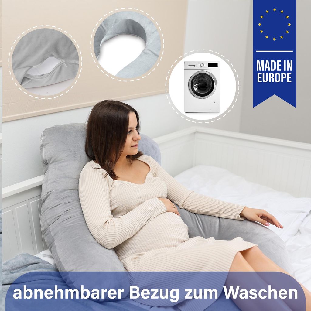 Vikcvcsc U-Form Schwangerschaftskissen XXL - Seitenschläferkissen Mit Samtbezug