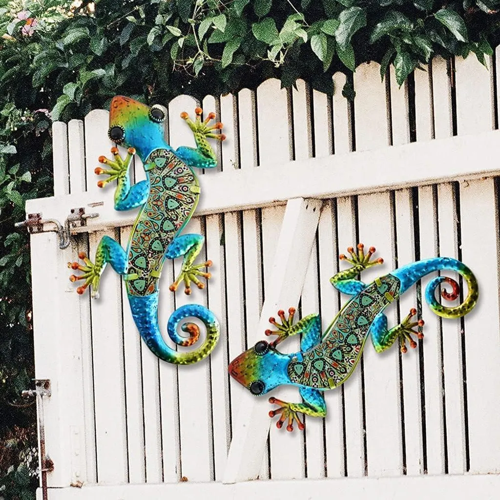 Lézard en Métal Vert pour Mur Extérieur - Décoration Jardin Résistante